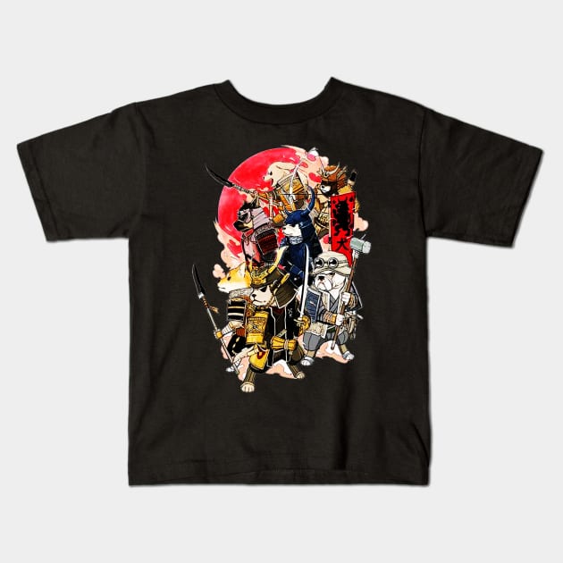 Seven samurai dog Kids T-Shirt by dotanstav